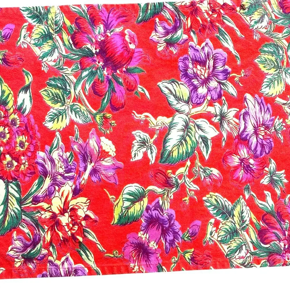 April Cornell cotton table runner orange green purple & yellow floral cottage